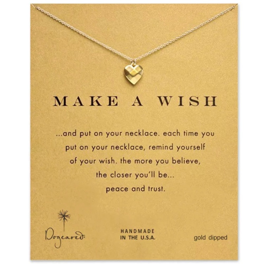 “Sara” make a wish gold heart necklace